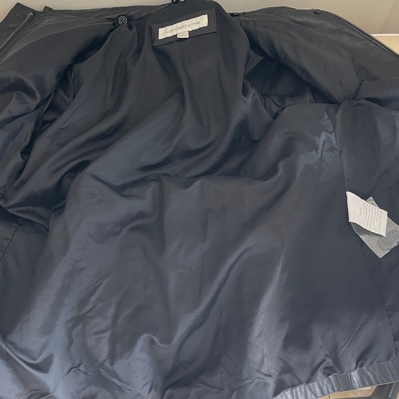 Liz Claiborne Black Genuine Leather Belted Jacket Large - Picture 7 of 9